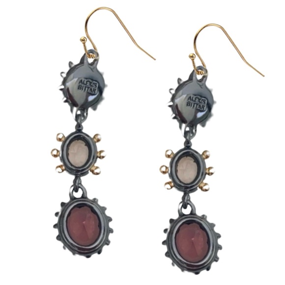 ALEXIS BITTAR • Georgian Stone Triple Drop Earrings - Picture 4 of 5